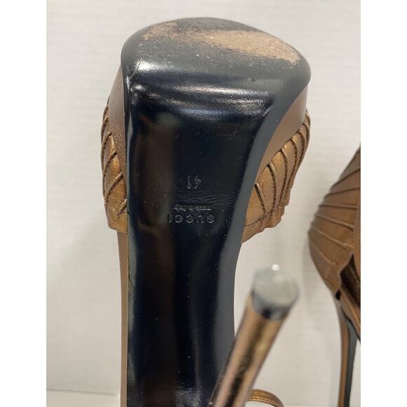 Gucci Brown Pleated Sandals - Picture 7 of 8